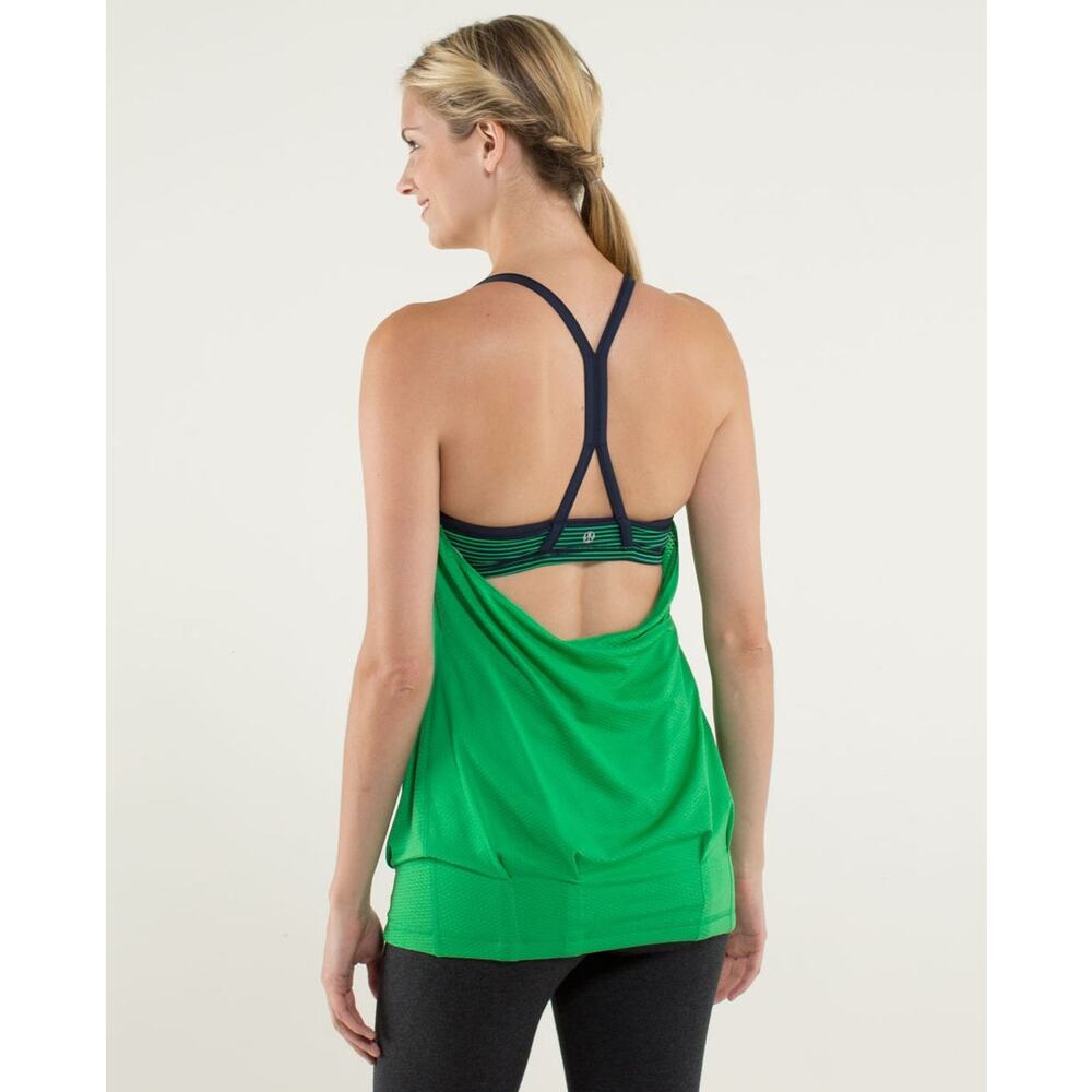 Lululemon C.Y.B Tank Green Bean Hyper Stripe Green Bean Inkwell Women's Size 4